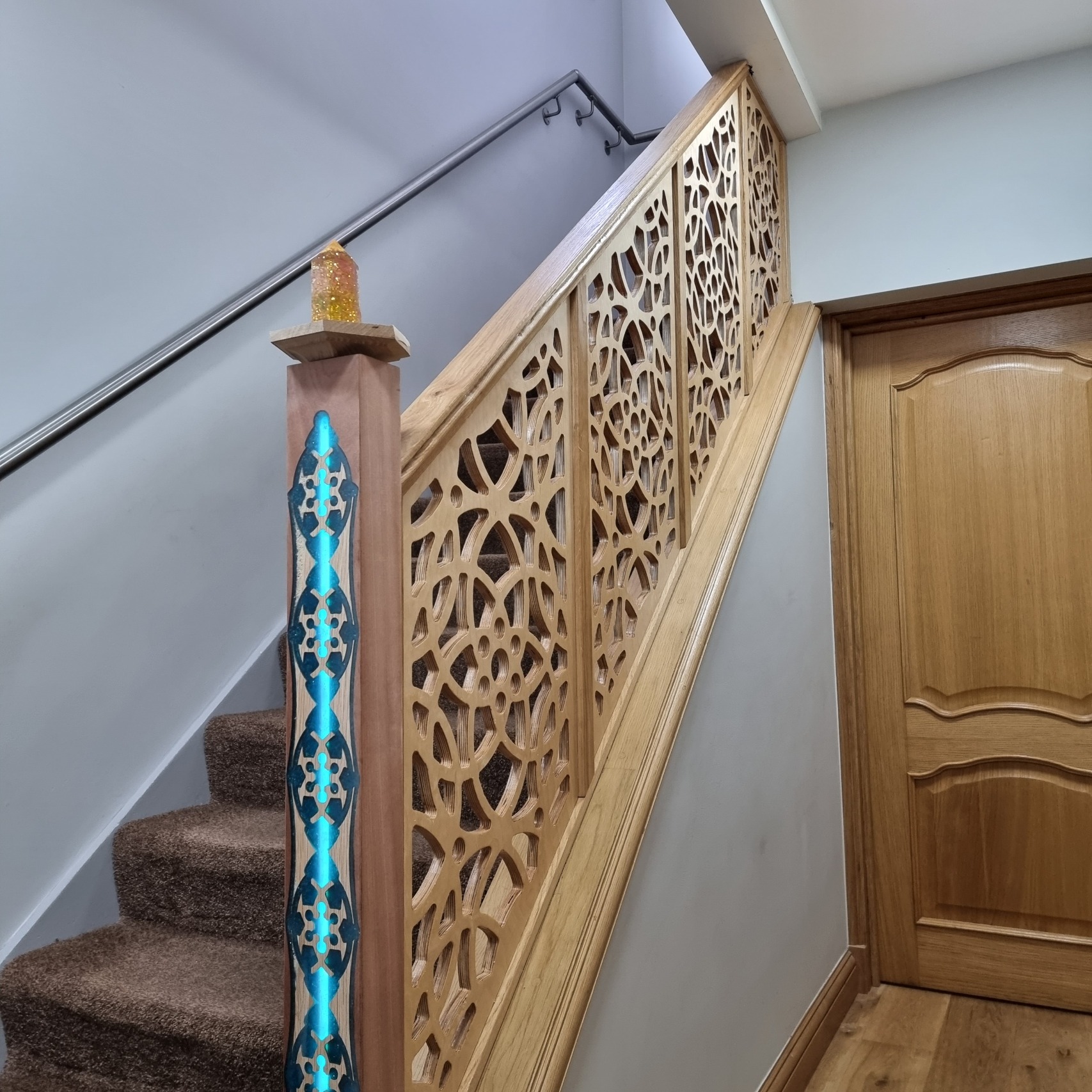 CNC-cut decorative timber balustrade