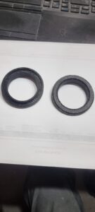 Two custom 3D-printed shims designed to fit Dornbracht VAIA shower valves flush against curved tiled walls during The Balmoral Hotel spa refurbishment.