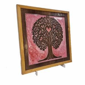 Angled left view of the love tree of life wall art showing depth and detail